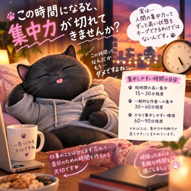 この時間になると、集中力が切れてきませんか？